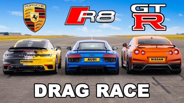 مسابقه درگ نیسان GT-R، پورشه 911 و آئودی R8