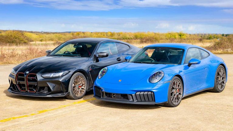 درگ پورشه 911 GTS هیبرید و بی ام و M4 CS، نزدیک‌ترین رقابت!