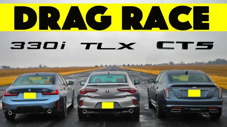 درگ سدانهای لوکس، کادیلاک CT5، آکورا TLX و بی ام و 330i، کدام سریعتر است؟