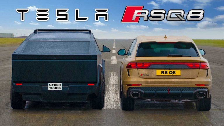 درگ تسلا سایبرتراک با آئودی RS Q8 و RS7، کدام خودرو سریع‌تر است؟