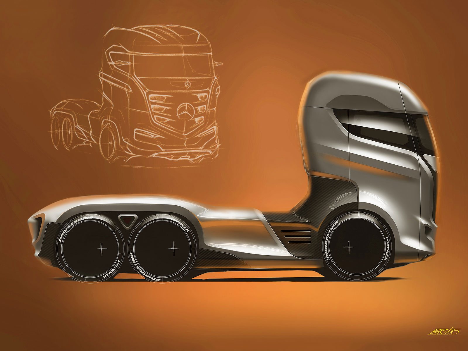 Mercedes-Benz Axor Truck Concept Design Sketch