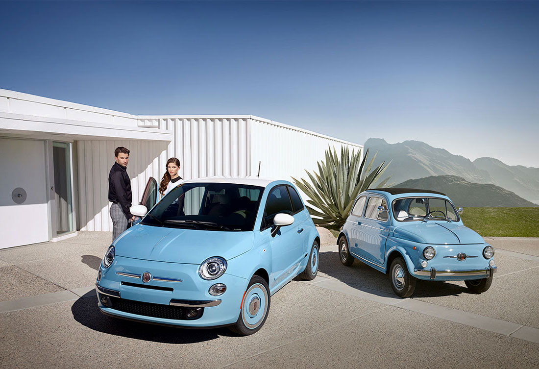 1957 fiat 500n and 2014 fiat 500 1957 edition