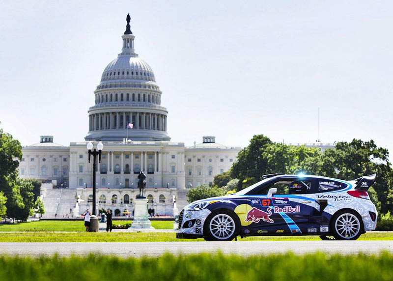 Rhys Millen drifts his RallyCross Veloster