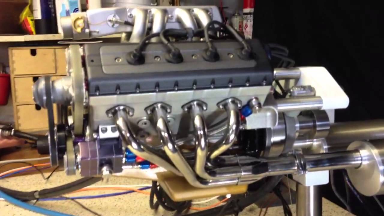 hand-built, fuel-injected micro V8 Engine