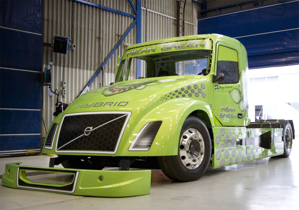 Mean Green Volvo Hybrid Truck